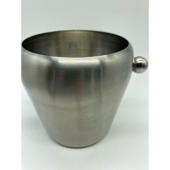 Unique Stainless-Steel Mid-Century Ice Bucket Cookie Jar Crystal Floral 3D Lid - Picture 8 of 8